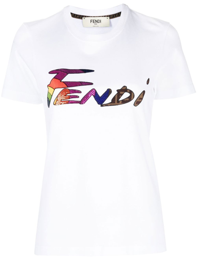 Shop Fendi Logo T-shirt Clothing In White