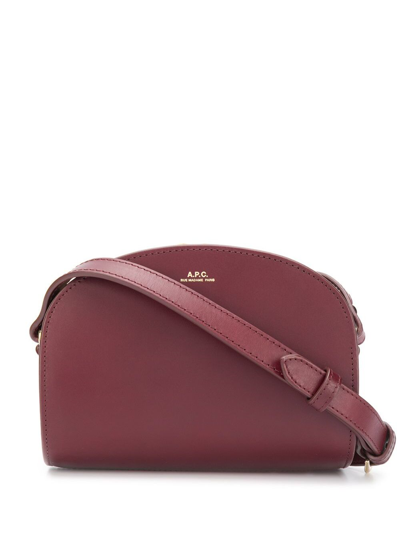 Shop Apc A.p.c. Woman's Sac Demi Lune Leather Crossbody Bag In Bordeaux