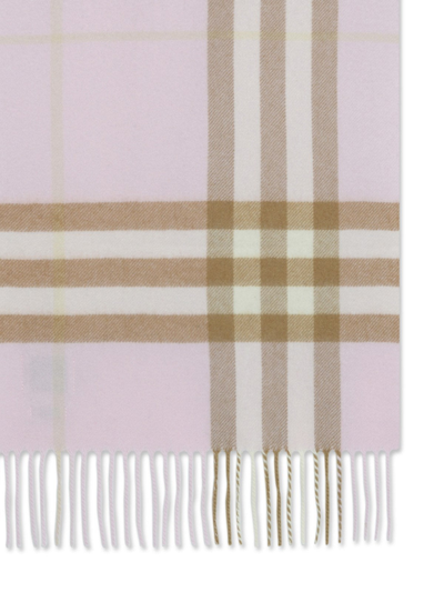 Shop Burberry Mu Giant Scarf With Alabaster Tartan Pattern In Pink