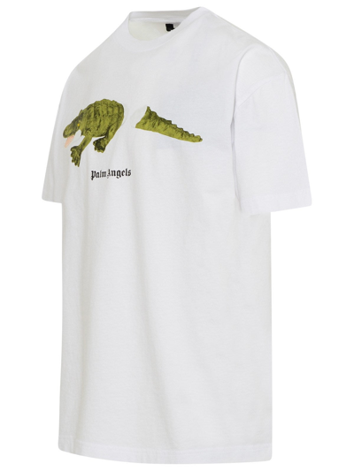 Shop Palm Angels T-shirt Croco In Cotone Bianca In White