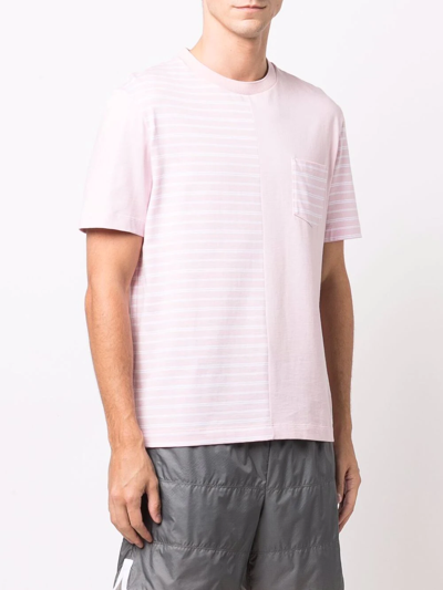 Shop Thom Browne Striped Panel T-shirt In Pink