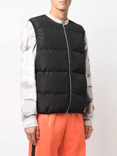 Heron Preston Logo Tape Recycled Polyester Puffer Vest In Black