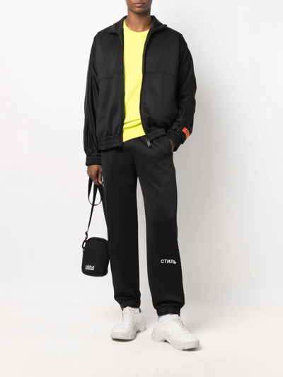 Shop Heron Preston Logo-stripe Zipped Track Jacket In Black