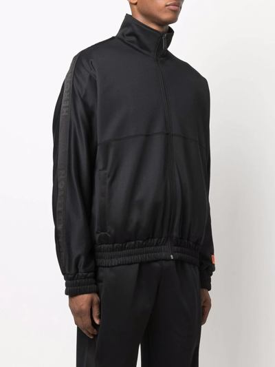 Shop Heron Preston Logo-stripe Zipped Track Jacket In Black