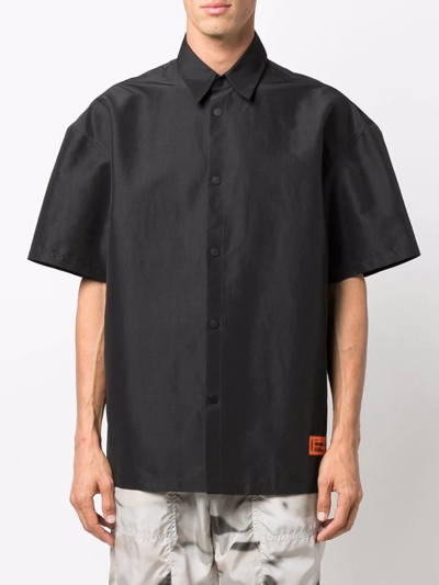 Shop Heron Preston Slogan-print Bowling Shirt In Black
