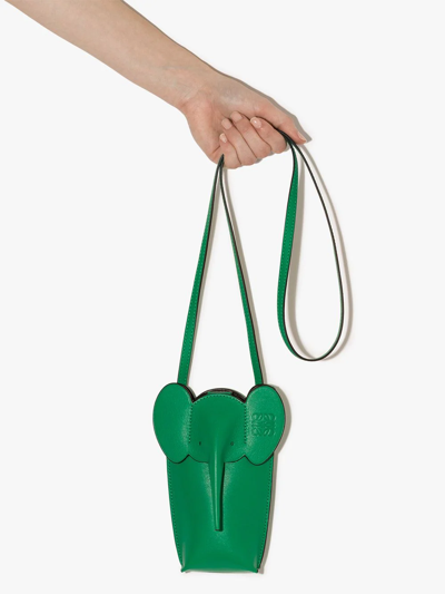 Shop Loewe Elephant Leather Mini Bag In Green