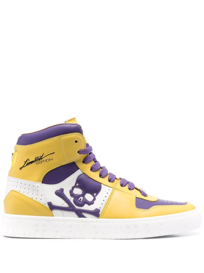 Shop Philipp Plein Skull High-top Sneakers In Yellow