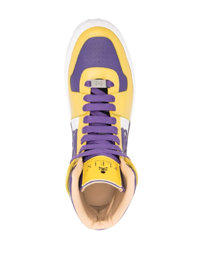 Shop Philipp Plein Skull High-top Sneakers In Yellow