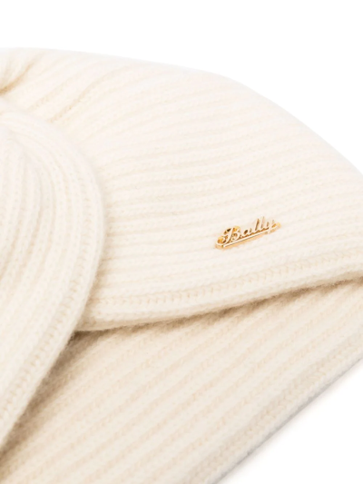 Shop Bally Knitted Twist-detail Head-wrap Cap In White