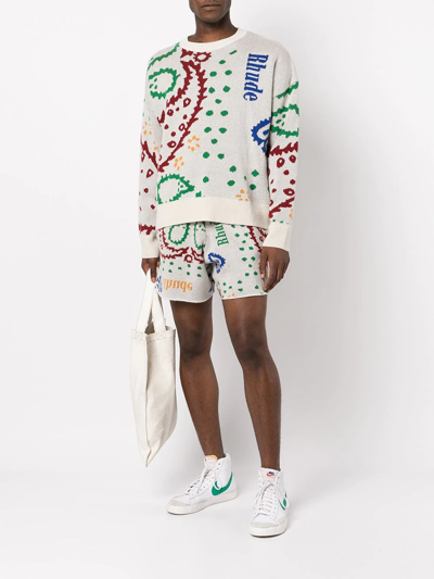 Rhude Merino Wool And Cashmere-blend Jacquard Sweater In Neutrals