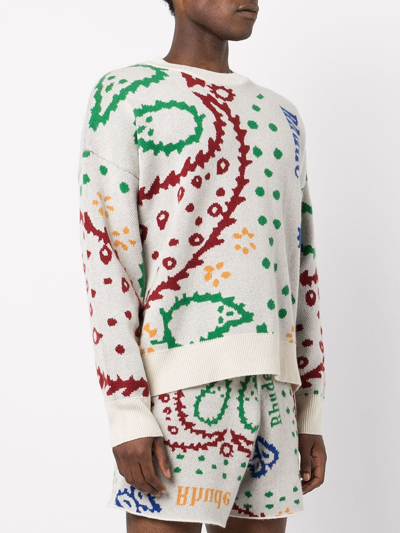 Rhude Merino Wool And Cashmere-blend Jacquard Sweater In Neutrals