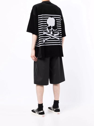 Shop Mastermind Japan Striped Skull-print T-shirt In Schwarz