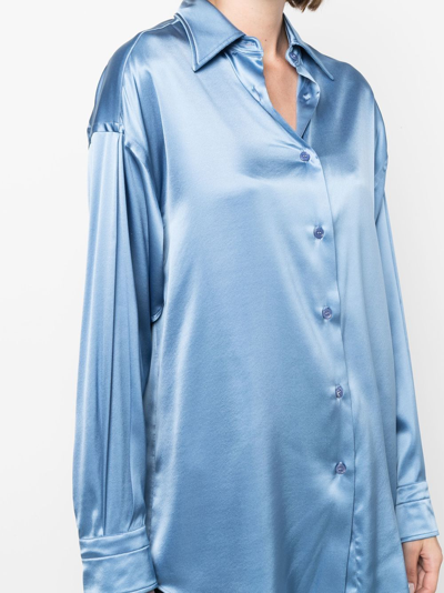 Tom Ford Stretch-silk Pointed-collar Shirt In Blau