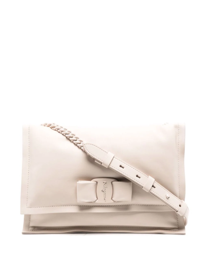 Salvatore Ferragamo Viva Puffy Calfskin Leather Shoulder Bag In White