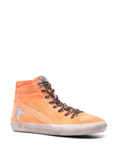 Shop Golden Goose Slide High-top Sneakers In Orange
