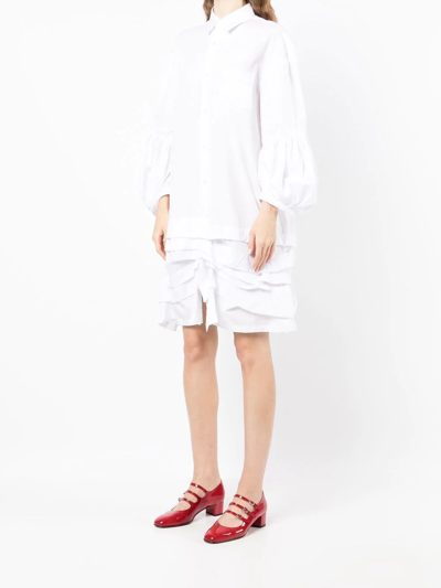 Shop Comme Des Garçons Comme Des Garçons Ruffled-hem Cotton Shirt Dress In Weiss