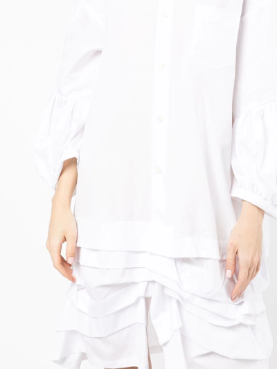 Shop Comme Des Garçons Comme Des Garçons Ruffled-hem Cotton Shirt Dress In Weiss