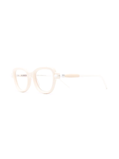 Kuboraum Embellished Square-frame Glasses In Nude