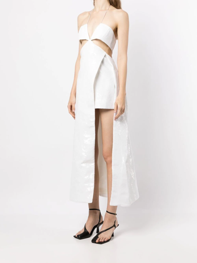 Shop Rokh Open Cut Sequin Dress In Weiss