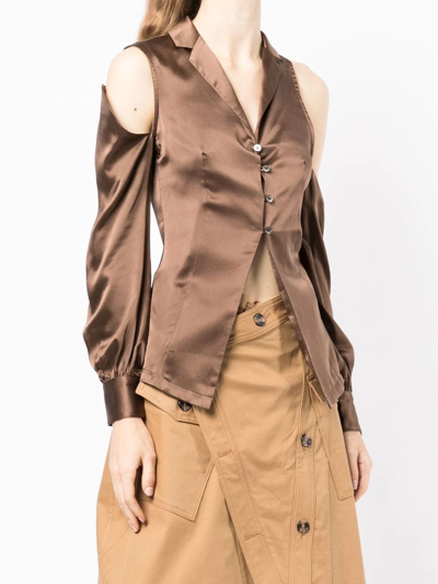 Rokh Cut Out Shoulder Blouse In Braun
