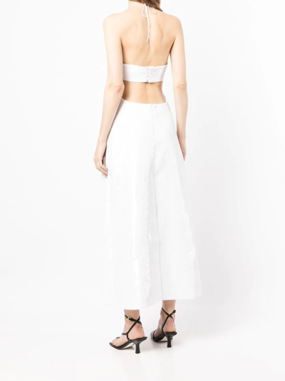 Rokh Open Cut Sequin Dress In Weiss