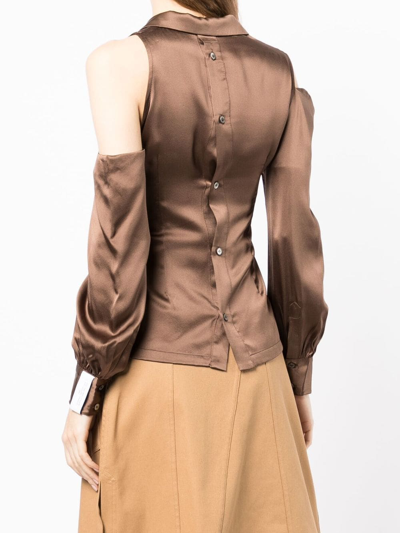 Rokh Cut Out Shoulder Blouse In Braun