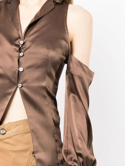 Rokh Cut Out Shoulder Blouse In Braun