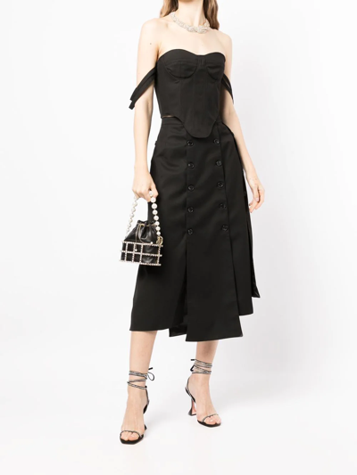 Rokh Button Detail Panelled Skirt In Schwarz