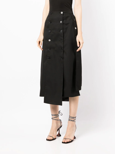 Rokh Button Detail Panelled Skirt In Schwarz
