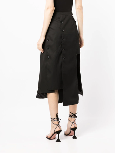 Shop Rokh Button Detail Panelled Skirt In Schwarz