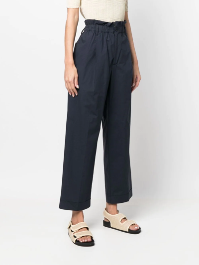 Shop P.a.r.o.s.h High-waisted Straight Leg Trousers In Blau