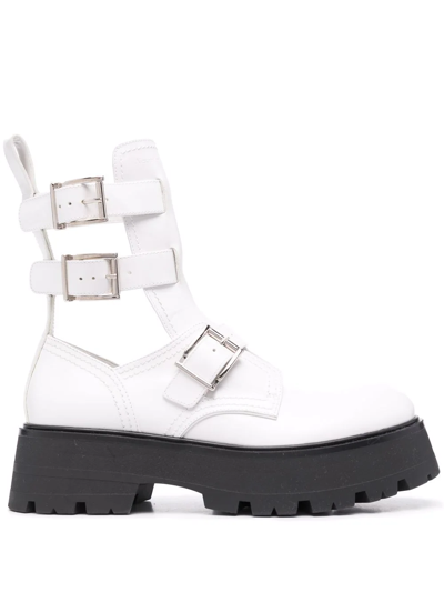 Shop Alexander Mcqueen Chunky Buckle-fastening Boots In Weiss