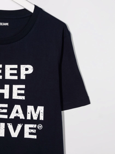 Shop Zadig & Voltaire Teen Slogan-print T-shirt In Blue