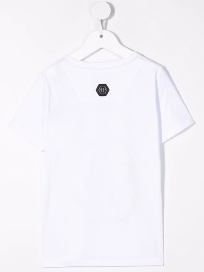 Shop Philipp Plein Junior Logo-print Cotton T-shirt In White