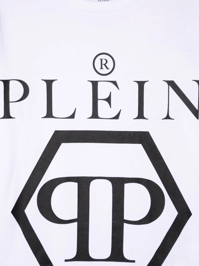 Shop Philipp Plein Junior Logo-print Cotton T-shirt In White