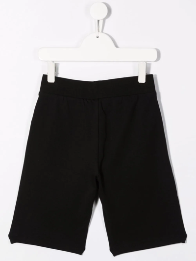 Shop Philipp Plein Junior Logo-print Cotton Track Shorts In Black