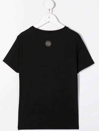 Shop Philipp Plein Junior Logo-print Cotton T-shirt In Black