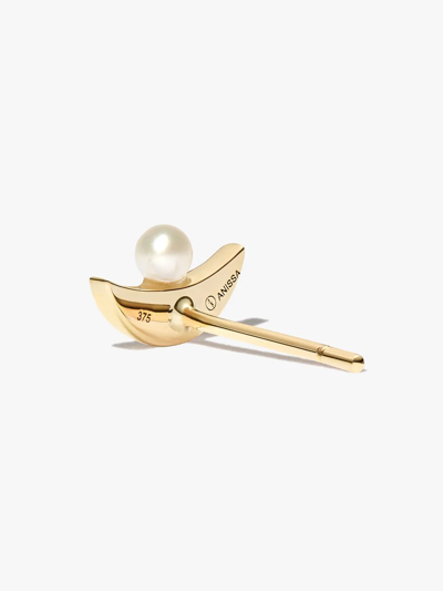 Shop Anissa Kermiche 9kt Yellow Gold Moon Diamond And Pearl Earring