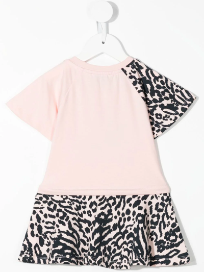 Shop Kenzo Leopard-print Cotton T-shirt Dress In Pink
