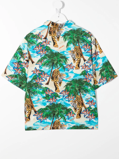 Shop Kenzo Logo-print Short-sleeve Shirt In Multicolour