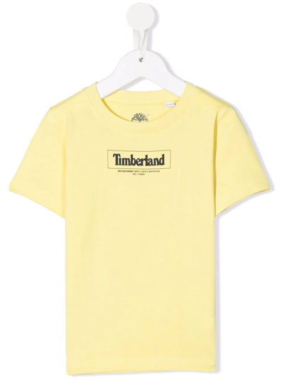 Timberland Logo Print T-shirt In Yellow