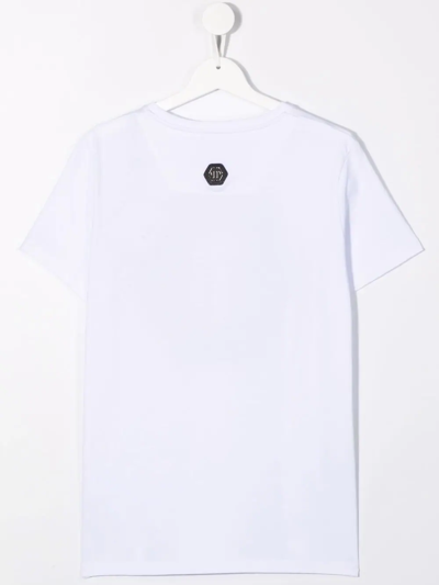 Shop Philipp Plein Junior Teen Logo-print Cotton T-shirt In White
