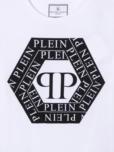 Shop Philipp Plein Junior Teen Logo-print Cotton T-shirt In White