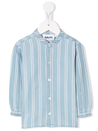 Shop Molo Striped Organic-cotton Shirt In Blue