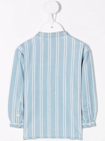 Shop Molo Striped Organic-cotton Shirt In Blue