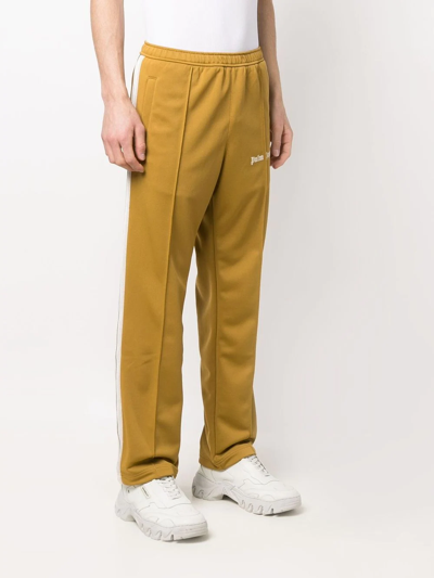 Shop Palm Angels Logo-print Straight-leg Trousers In Brown