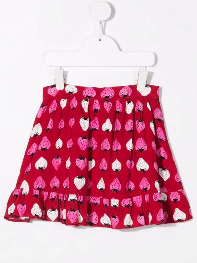 N°21 Teen Strawberry-print A-line Skirt In Red