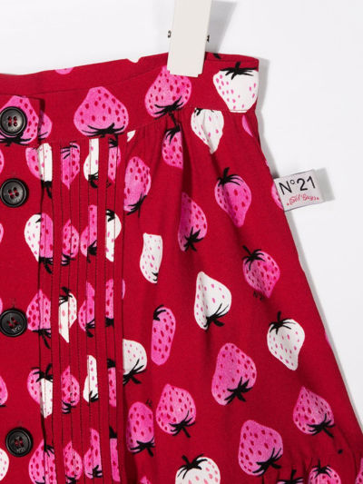 N°21 Teen Strawberry-print A-line Skirt In Red