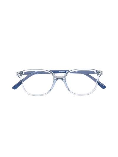 Shop Ray-ban Junior Transparent-frame Glasses In Blue