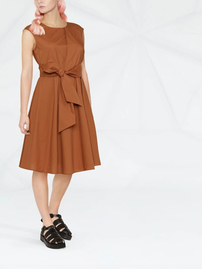 Shop Woolrich Waist-tie A-line Dress In Brown